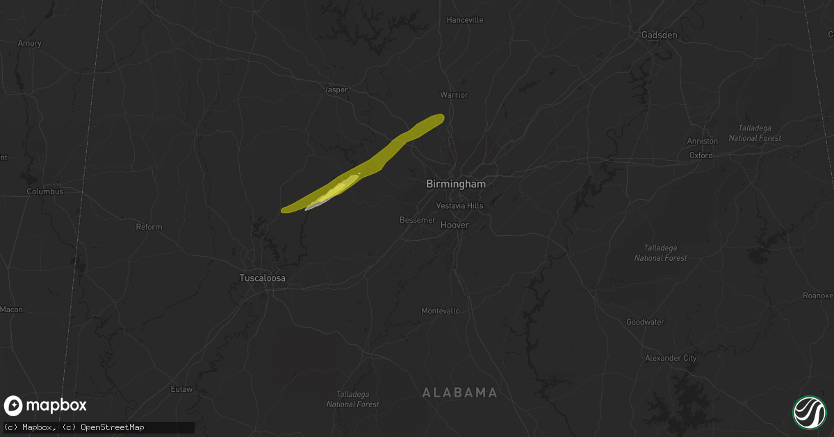 Hail map in Bessemer, AL on February 19, 2019