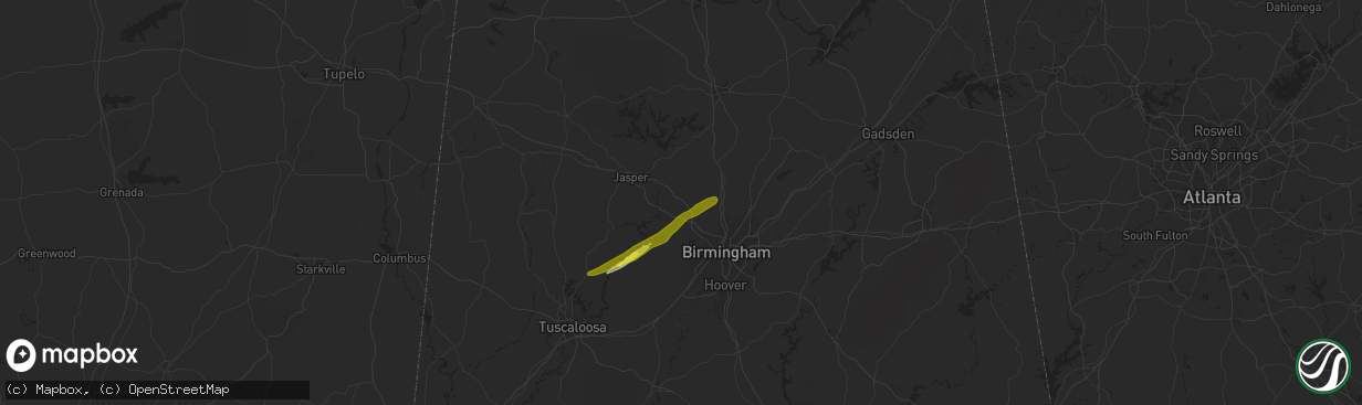 Hail map in Dora, AL on February 19, 2019