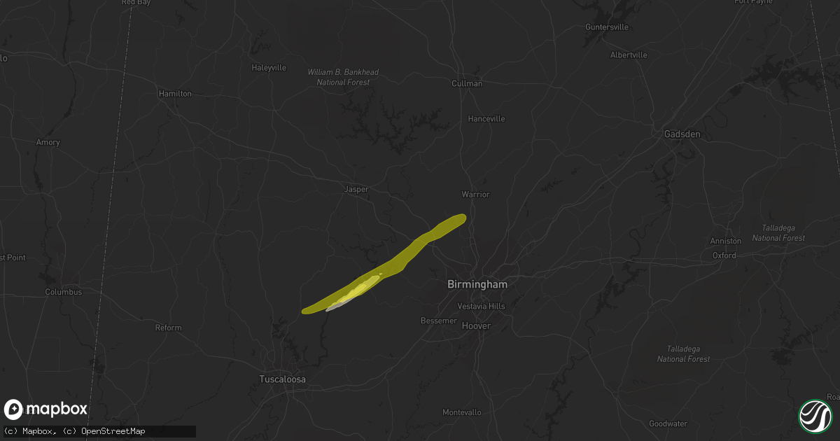 Hail map in Dora, AL on February 19, 2019