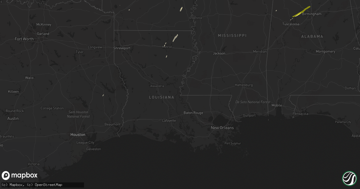 Hail map in Louisiana on February 19, 2019