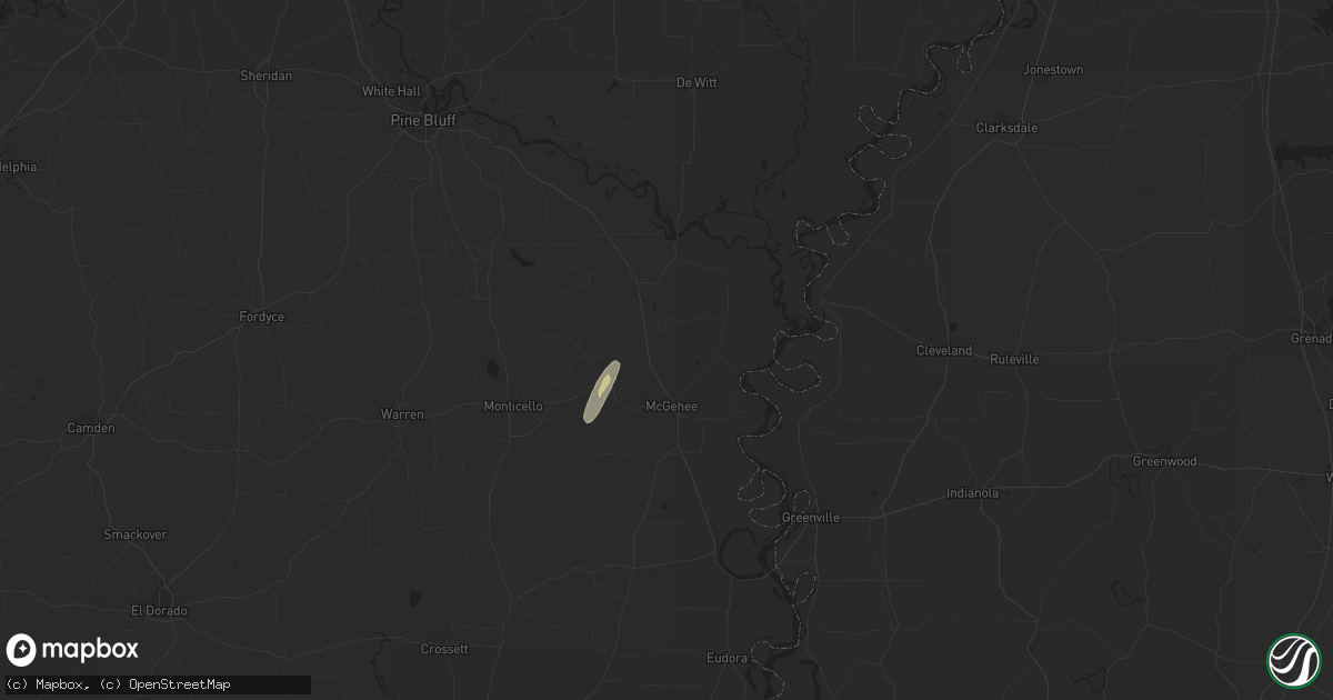Hail map in Tillar, AR on February 19, 2019
