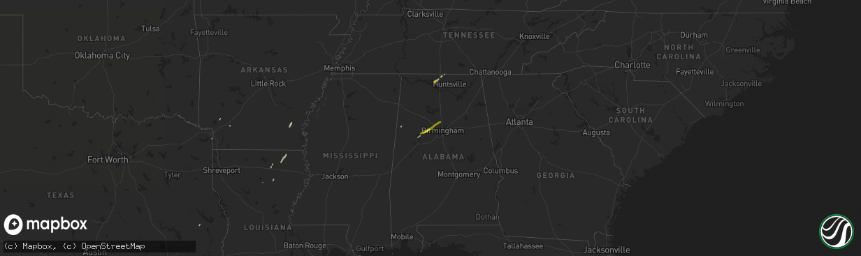 Hail map on February 19, 2019