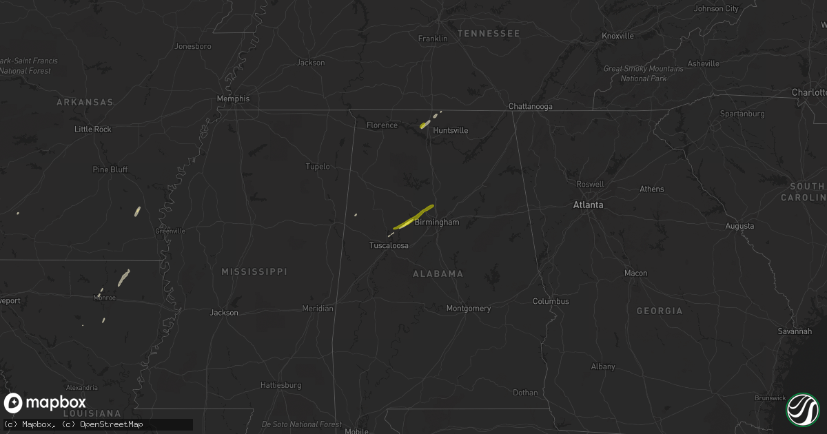 Hail map on February 19, 2019