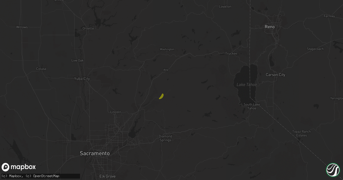 Hail map in Foresthill, CA on February 19, 2024