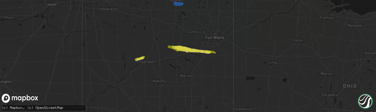 Hail map in Andrews, IN on February 19, 2026
