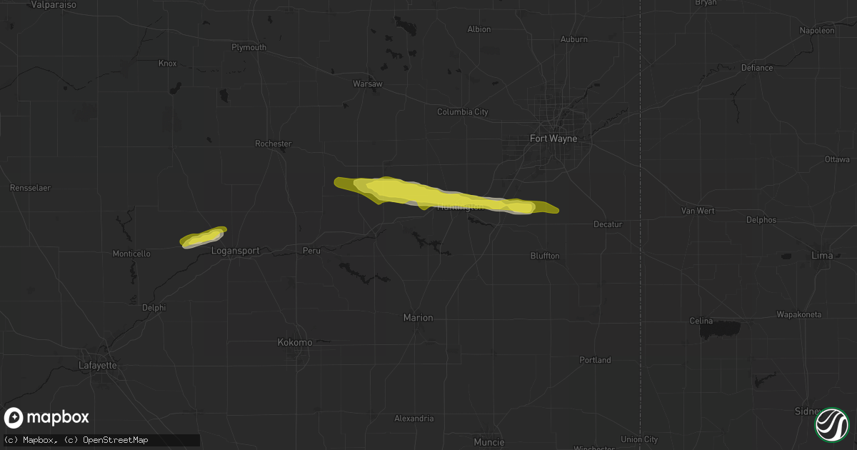Hail map in Andrews, IN on February 19, 2026