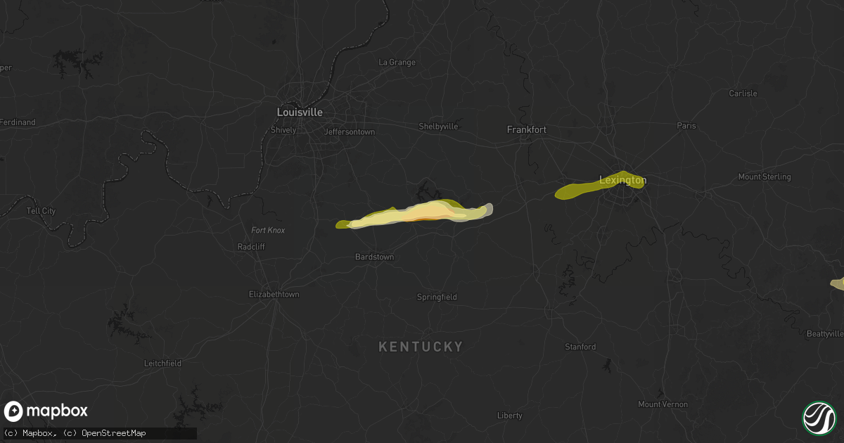 Hail map in Bloomfield, KY on February 19, 2026