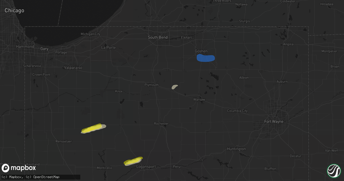 Hail map in Bourbon, IN on February 19, 2026