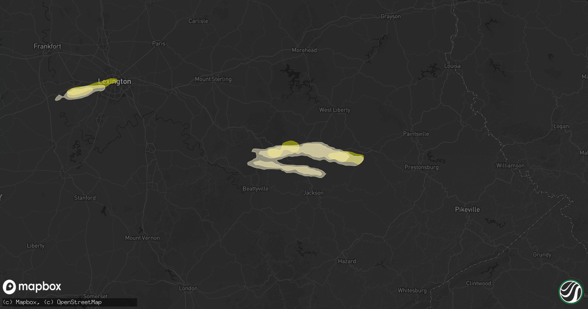 Hail map in Campton, KY on February 19, 2026