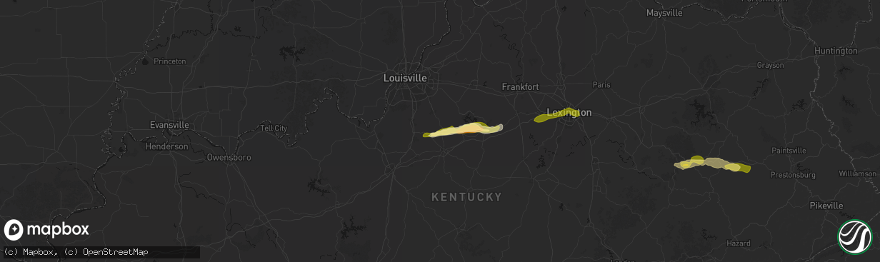 Hail map in Coxs Creek, KY on February 19, 2026