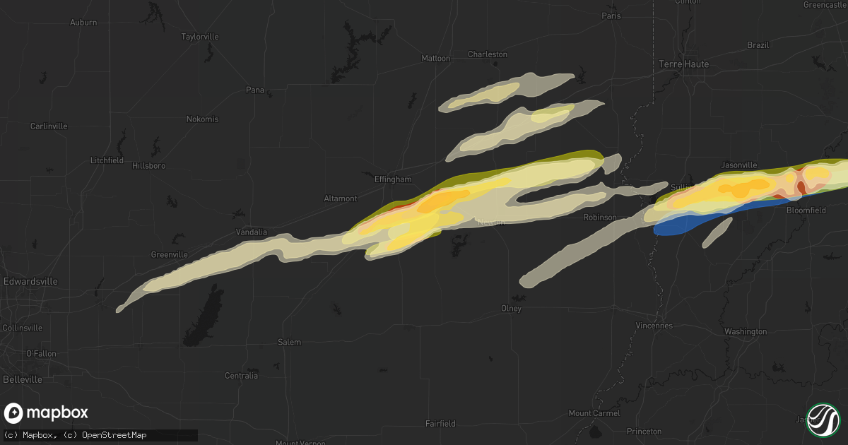 Hail map in Dieterich, IL on February 19, 2026