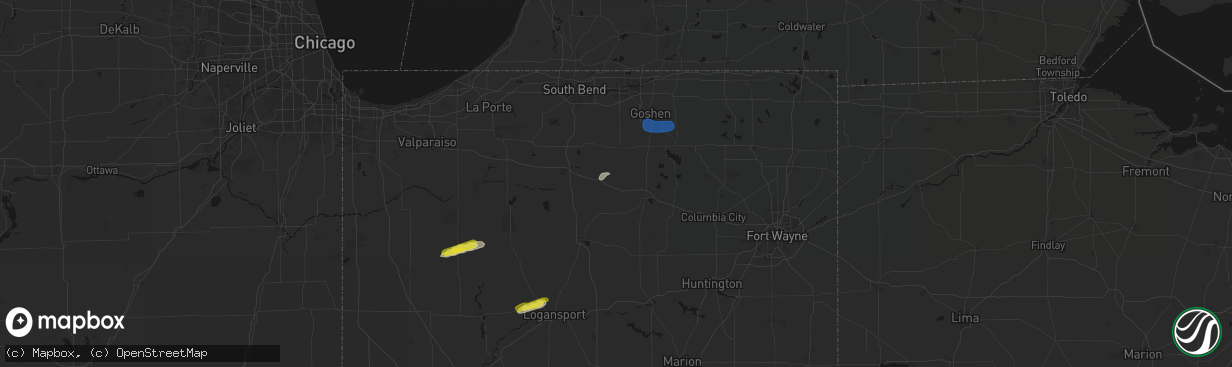 Hail map in Etna Green, IN on February 19, 2026