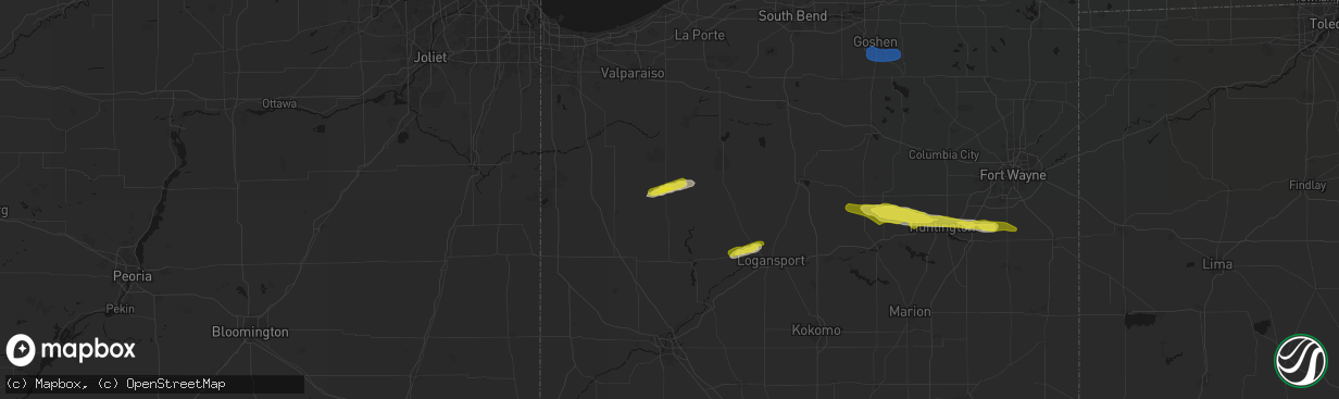Hail map in Francesville, IN on February 19, 2026