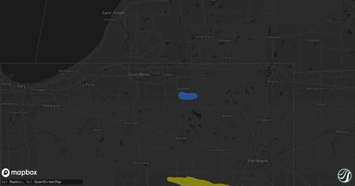 Hail map in Goshen, IN on February 19, 2026