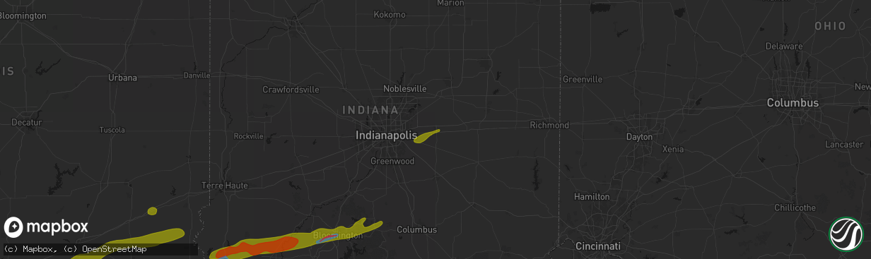 Hail map in Greenfield, IN on February 19, 2026