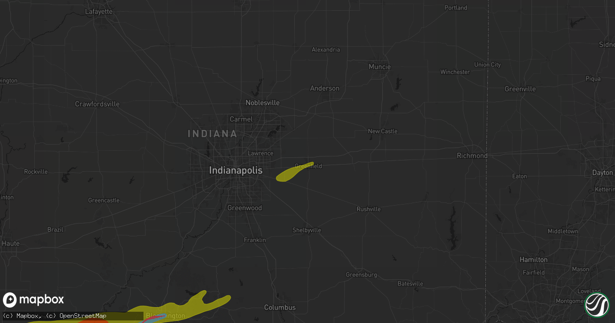 Hail map in Greenfield, IN on February 19, 2026