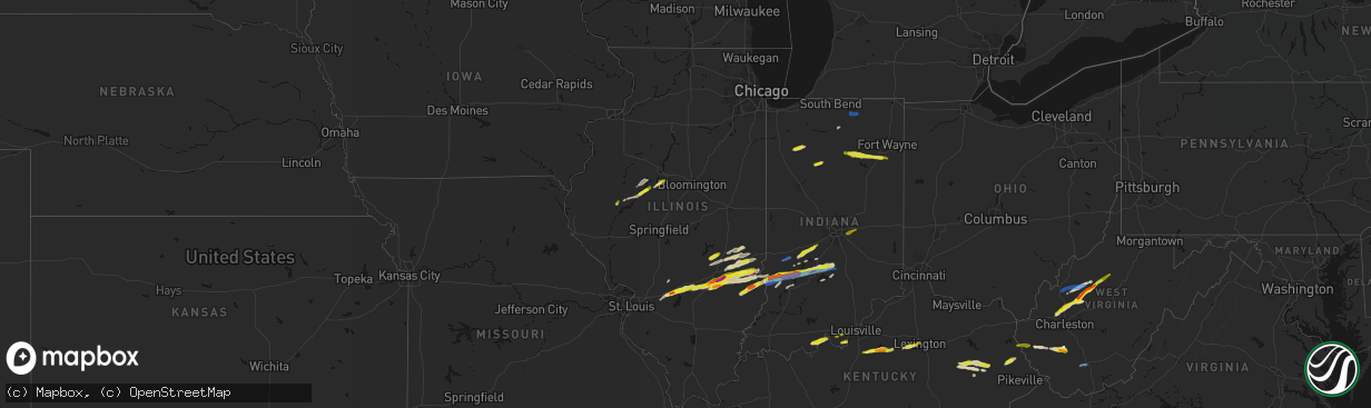 Hail map in Illinois on February 19, 2026