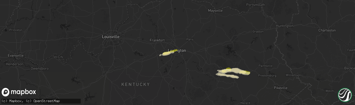 Hail map in Lexington, KY on February 19, 2026