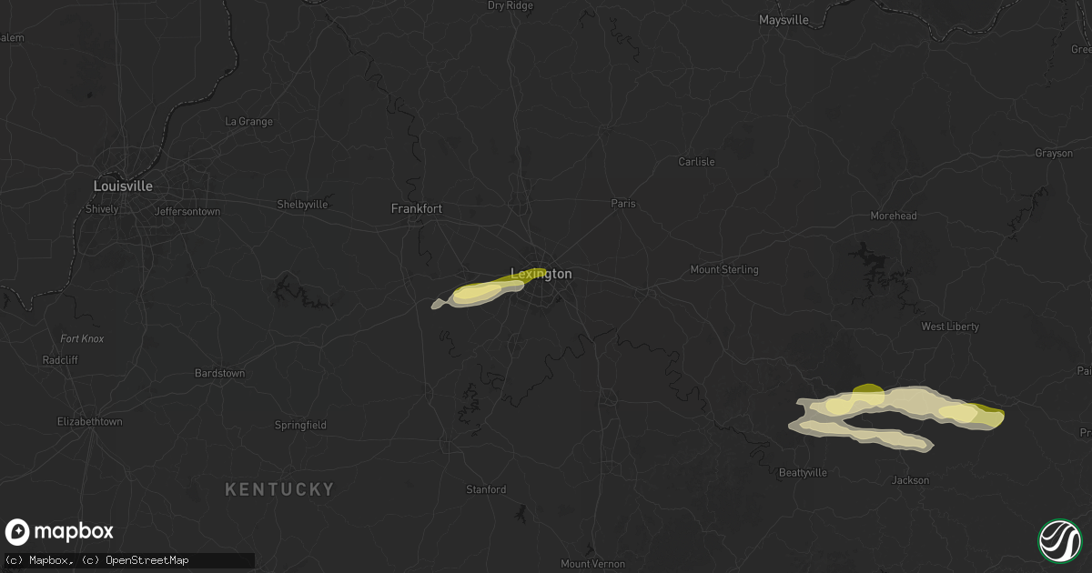 Hail map in Lexington, KY on February 19, 2026