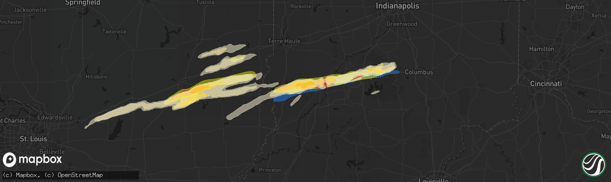 Hail map in Linton, IN on February 19, 2026