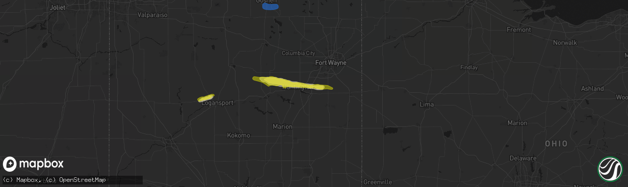 Hail map in Markle, IN on February 19, 2026