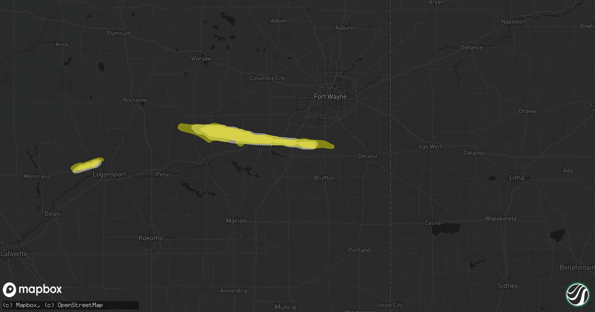 Hail map in Markle, IN on February 19, 2026