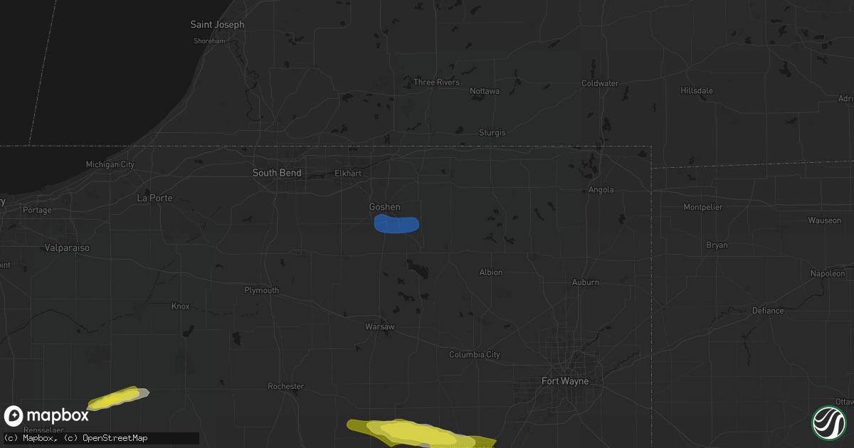Hail map in Millersburg, IN on February 19, 2026