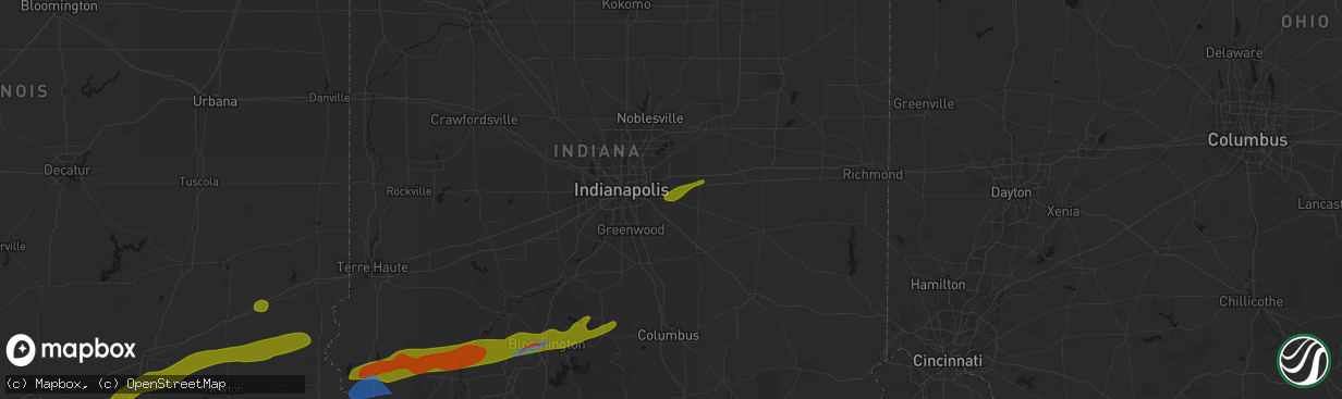 Hail map in New Palestine, IN on February 19, 2026