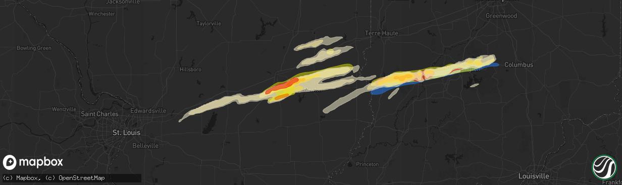 Hail map in Newton, IL on February 19, 2026