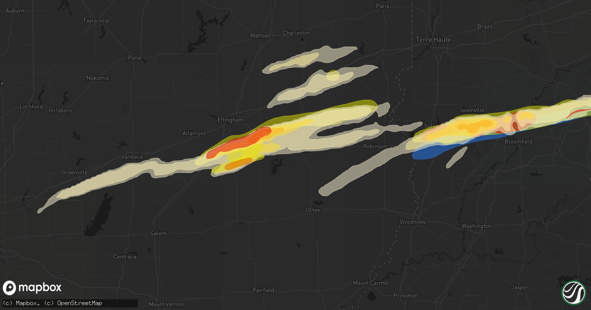 Hail map in Newton, IL on February 19, 2026
