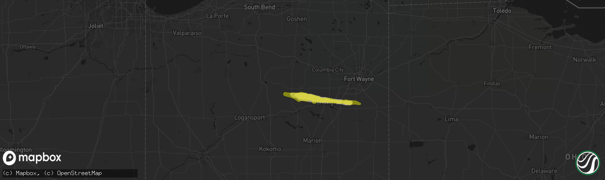 Hail map in North Manchester, IN on February 19, 2026