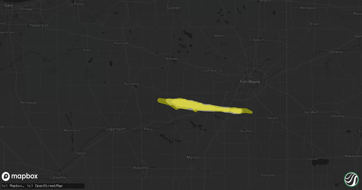 Hail map in North Manchester, IN on February 19, 2026