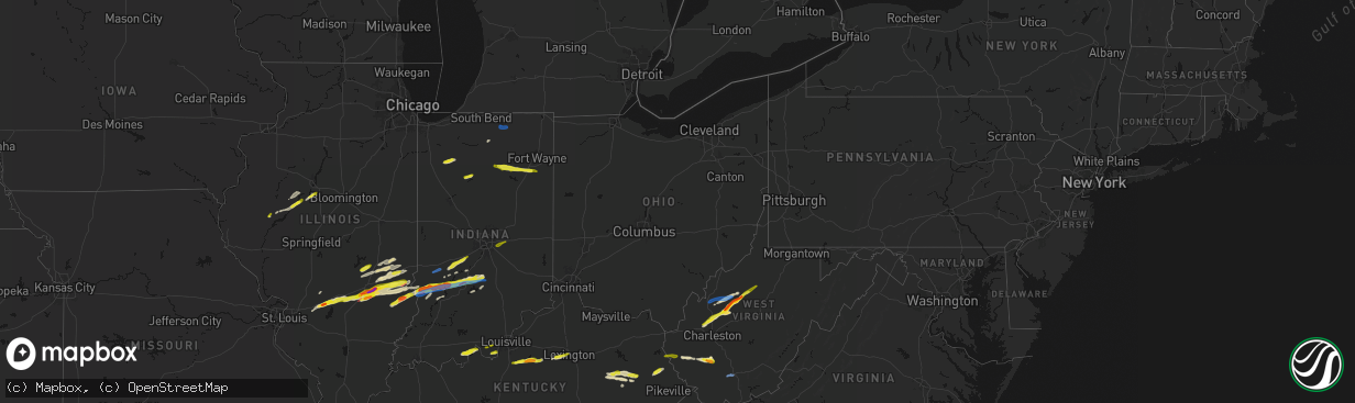 Hail map in Ohio on February 19, 2026