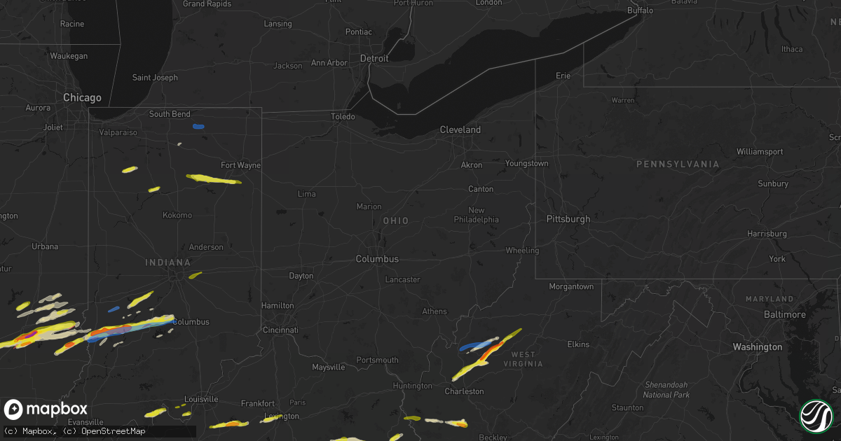 Hail map in Ohio on February 19, 2026