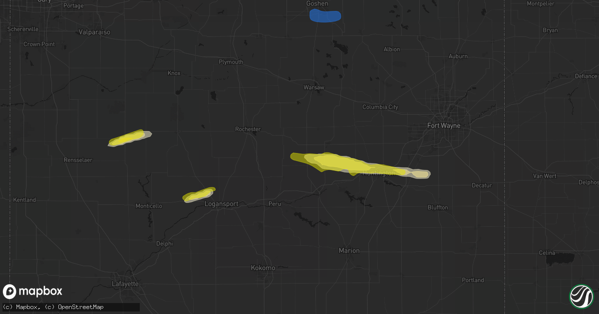 Hail map in Roann, IN on February 19, 2026