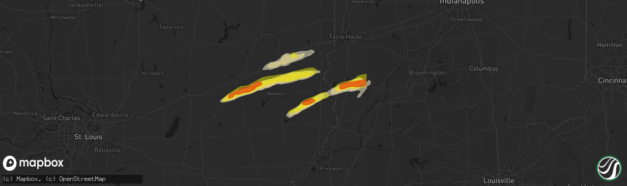 Hail map in Robinson, IL on February 19, 2026