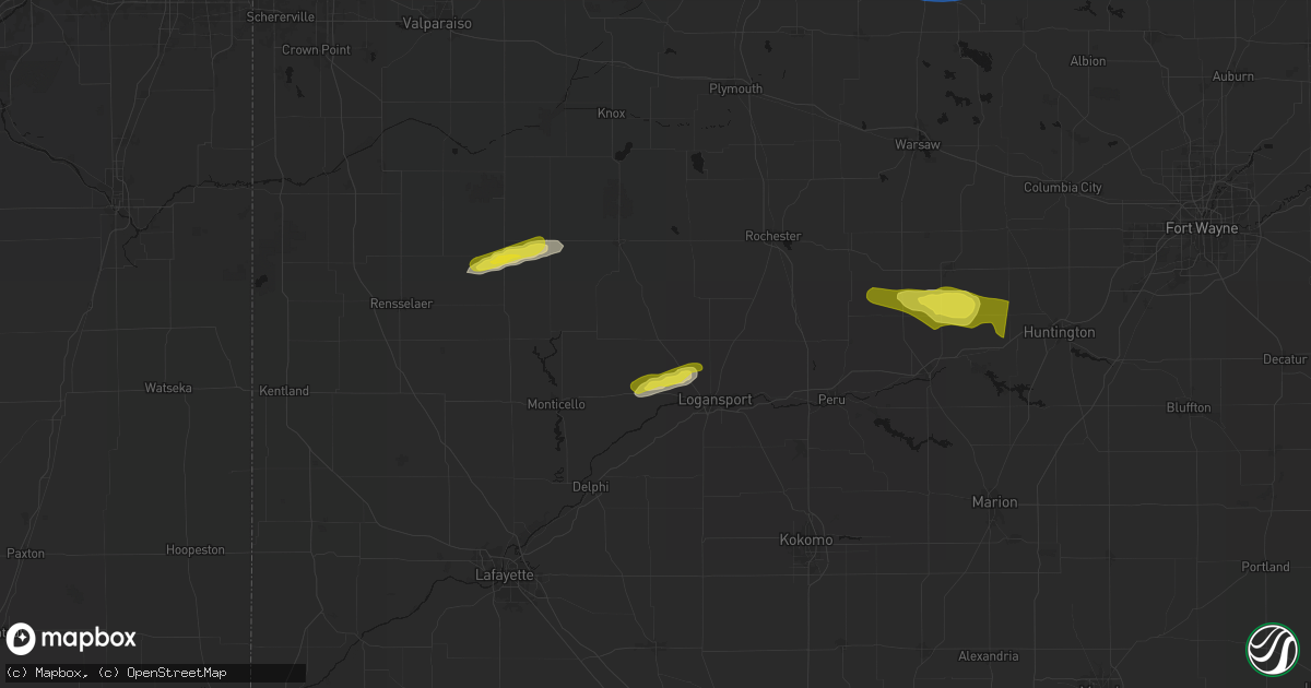 Hail map in Royal Center, IN on February 19, 2026