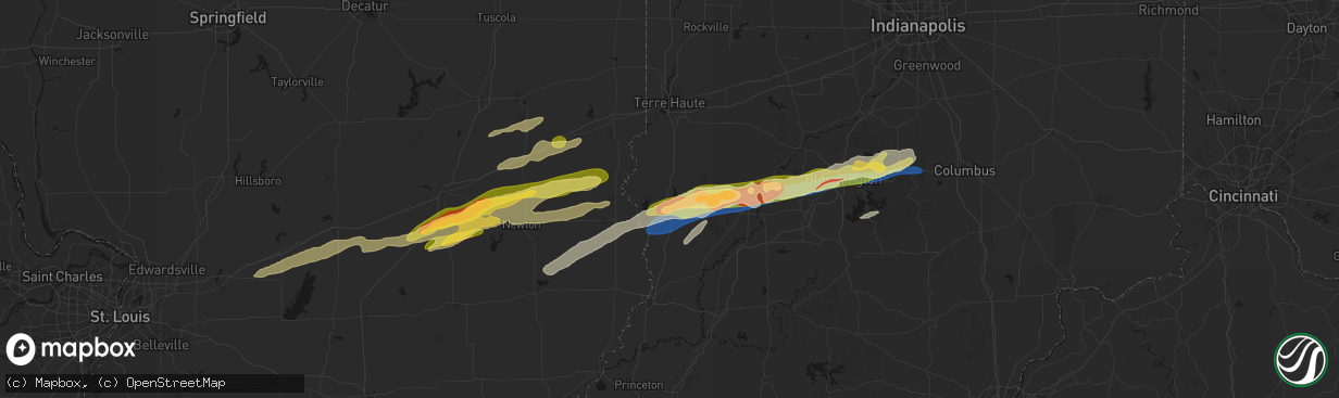 Hail map in Sullivan, IN on February 19, 2026