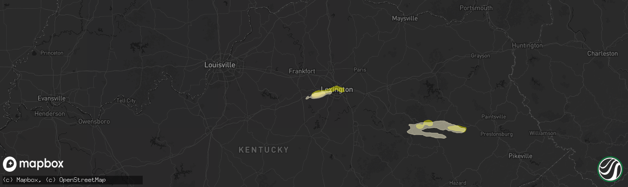 Hail map in Versailles, KY on February 19, 2026