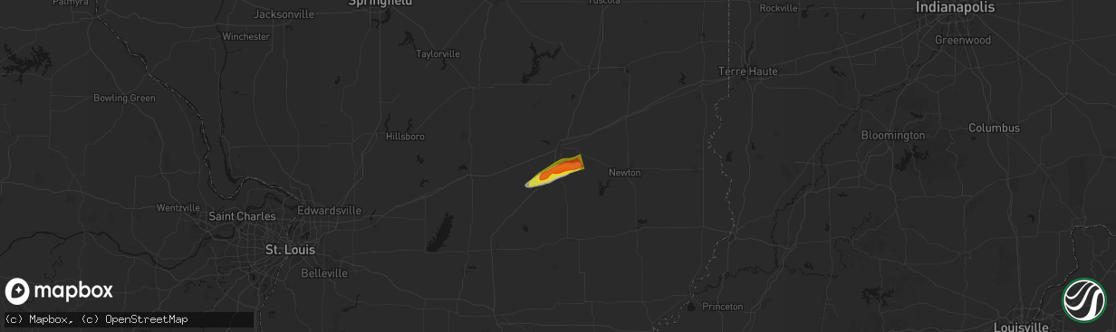 Hail map in Watson, IL on February 19, 2026