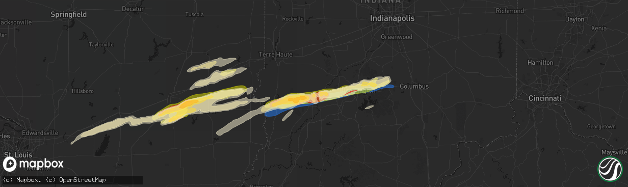 Hail map in Worthington, IN on February 19, 2026