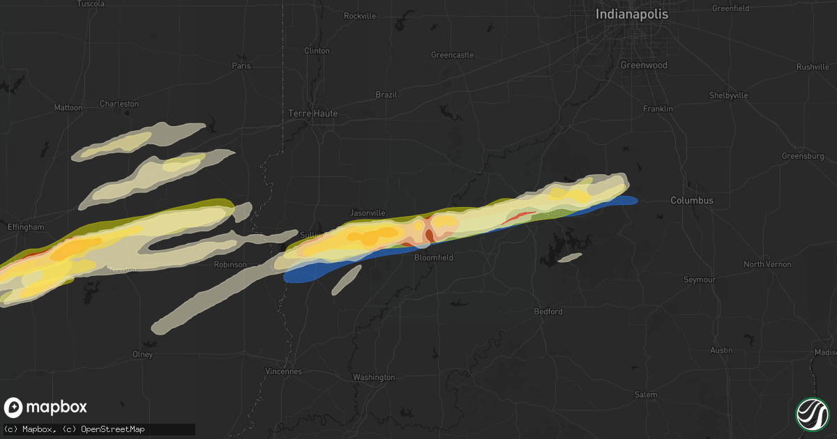 Hail map in Worthington, IN on February 19, 2026