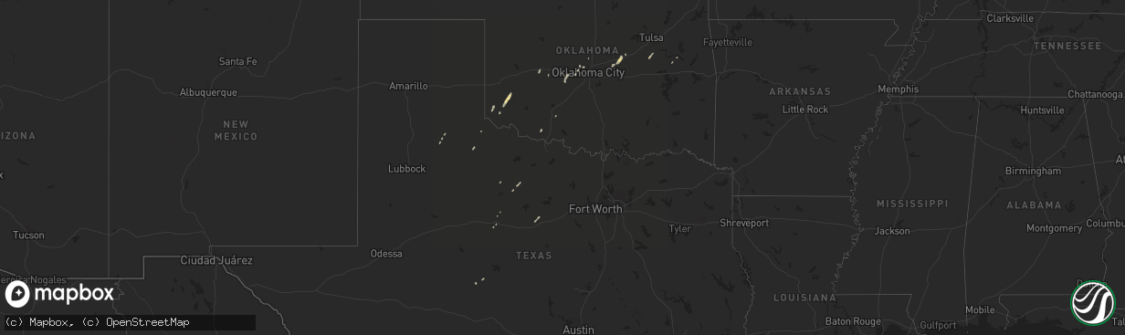 Hail map in Oklahoma on February 20, 2013