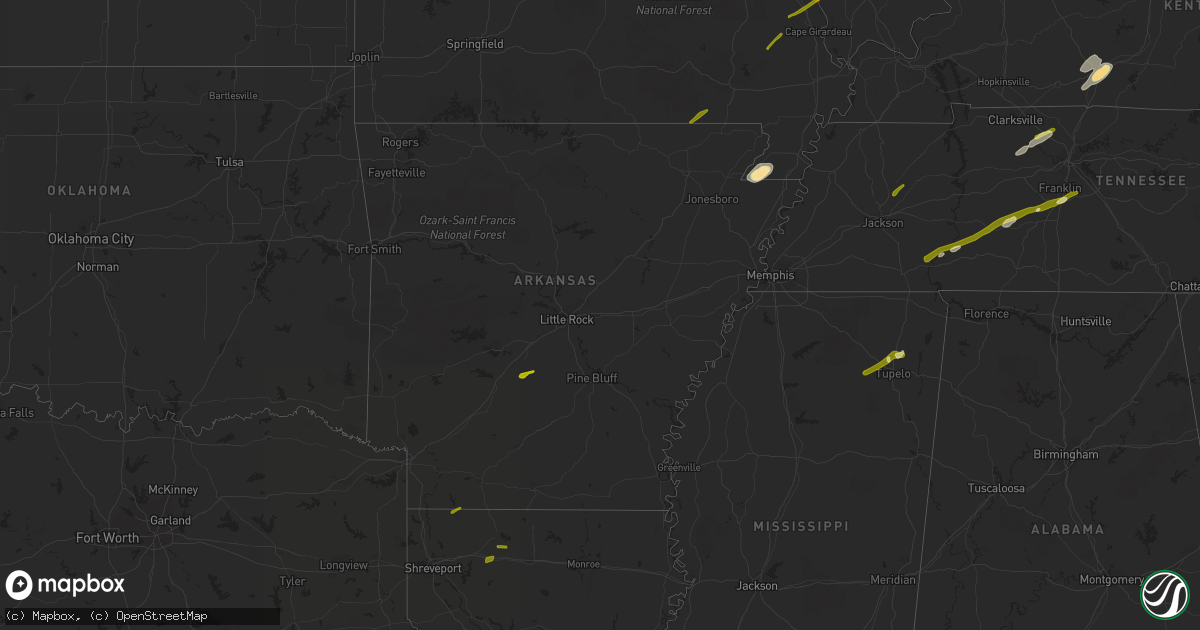 Hail map in Arkansas on February 20, 2014