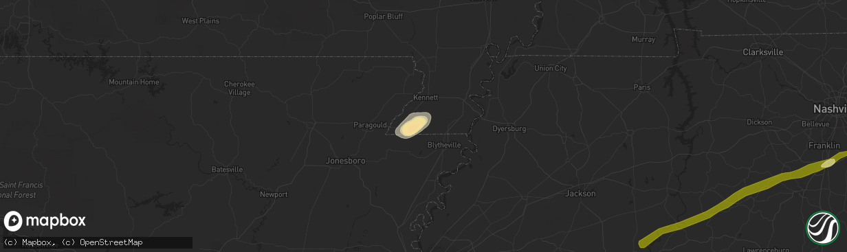 Hail map in Hornersville, MO on February 20, 2014