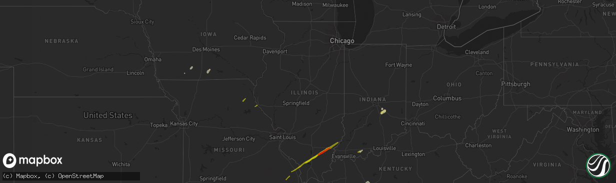 Hail map in Illinois on February 20, 2014