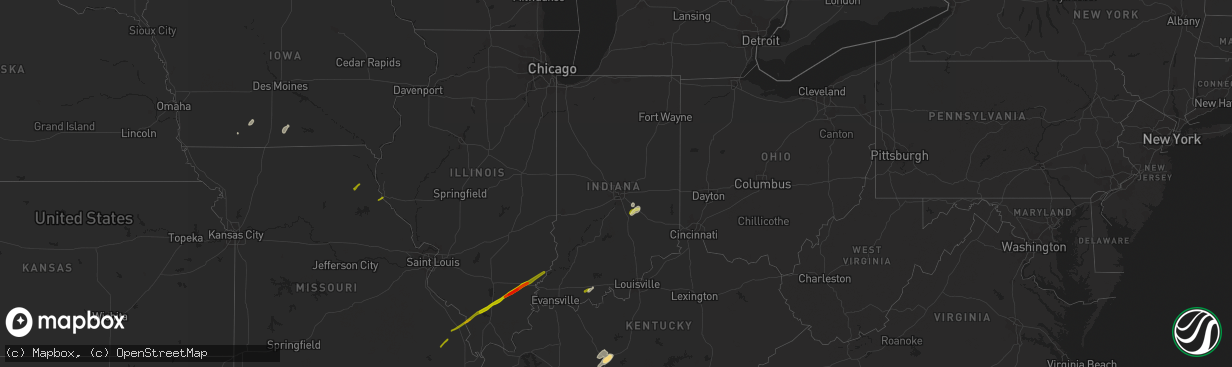 Hail map in Indiana on February 20, 2014