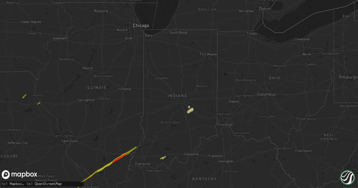 Hail map in Indiana on February 20, 2014