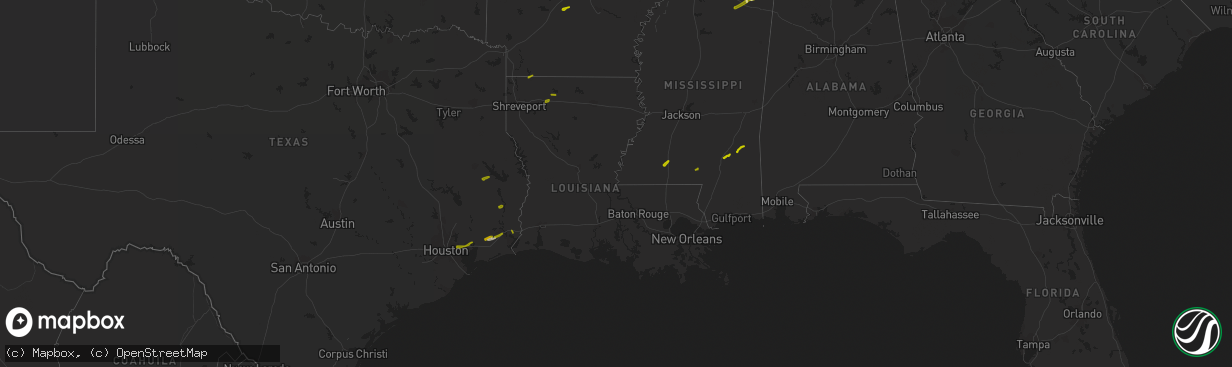 Hail map in Louisiana on February 20, 2014