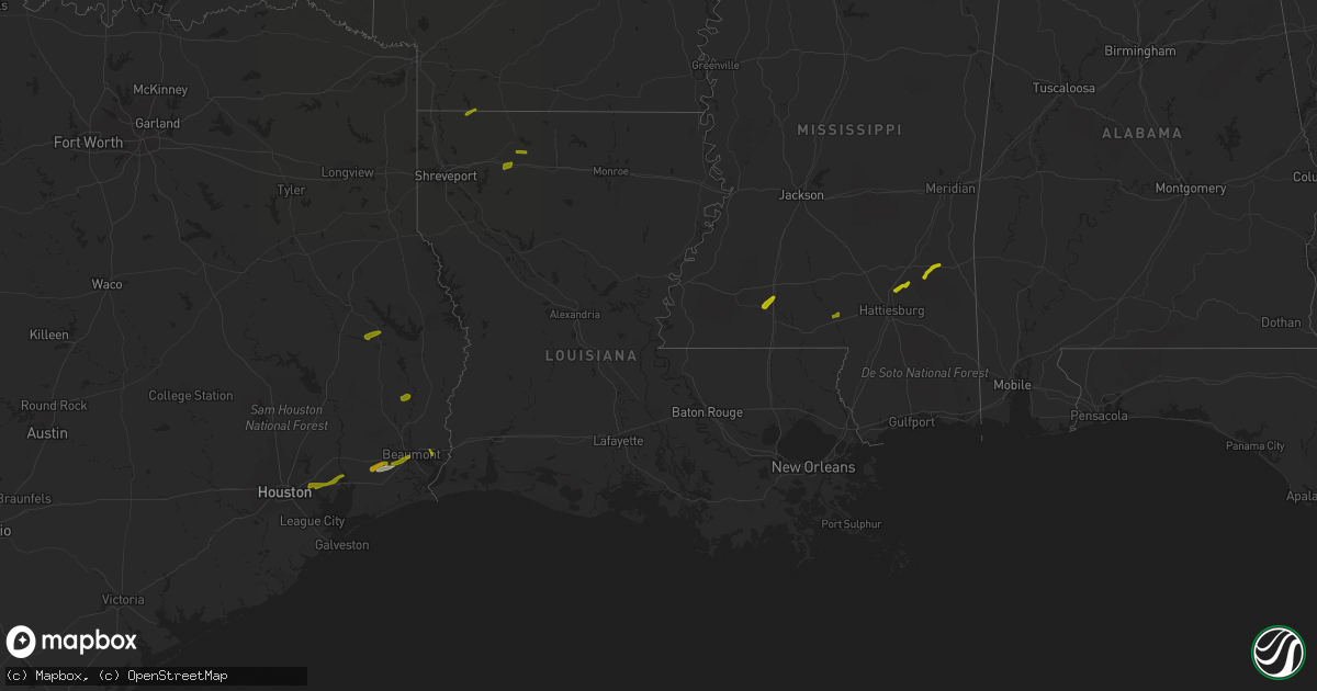 Hail map in Louisiana on February 20, 2014